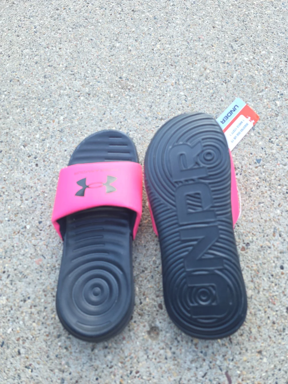 Under Armour Pink & Black Slide Sandals Little Girls Size 1Y